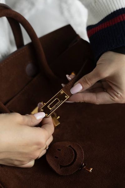 Сумка Herm&eacute;s Birkin 30 in Chocolate Veau Doblis Suede/Gold Hardware 0592 фото