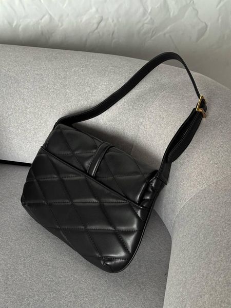 Сумка Saint Laurent Le 57 Quilted Hobo Bag in Black Leather 0357 фото