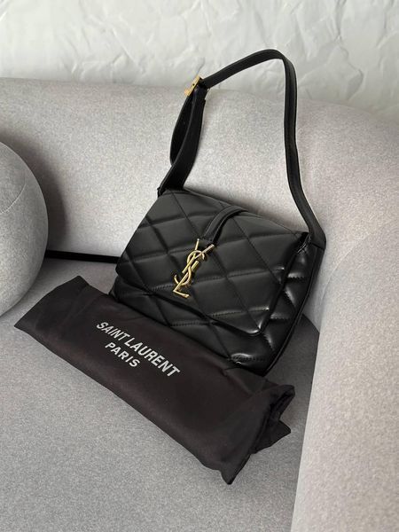 Сумка Saint Laurent Le 57 Quilted Hobo Bag in Black Leather 0357 фото