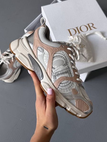 Женские кроссовки Dior Chrono Sneaker White/Nude 36 D051 фото