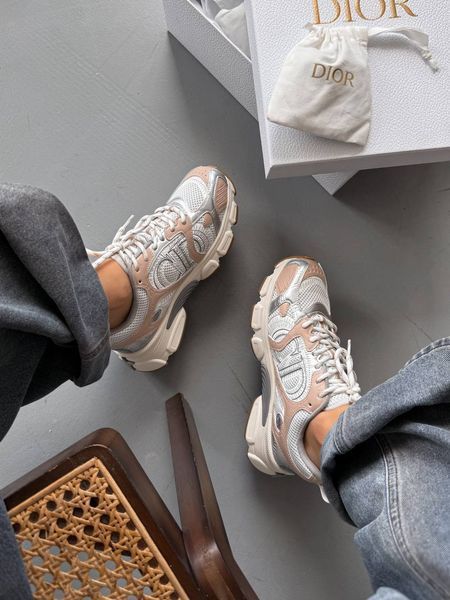 Женские кроссовки Dior Chrono Sneaker White/Nude 36 D051 фото
