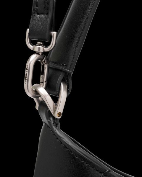 Сумка Balenciaga Soft Hobo Bag in Black Peach Calfskin/Silver Hardware 99547 фото