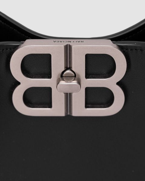 Сумка Balenciaga Soft Hobo Bag in Black Peach Calfskin/Silver Hardware 99547 фото