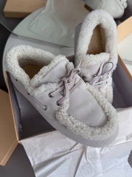 Жіночі зимові замшеві лофери з хутром Miu Miu Winter Loafers Suede Light Grey 1005 фото