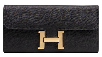 Гаманець Hermes Constance Long To Go Wallet Black/Gold 88202 фото