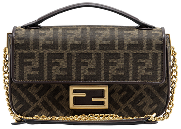 Сумка Fendi Baguette Chain Midi Bag in Brown FF Jacquard 0336 фото