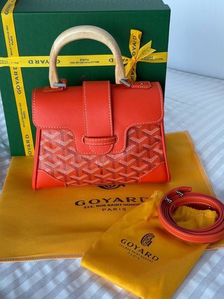 Сумка Goyard Sa&iuml;gon Souple Mini Bag Goyardine Canvas & Chevroches Calfskin Orange 0397 фото