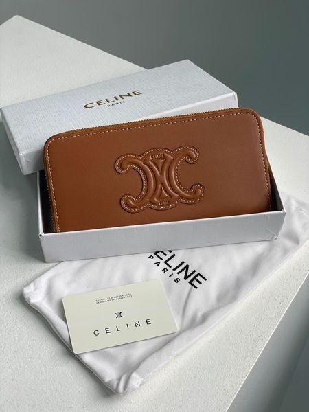 Кошелек Celine Large Zipped Wallet Cuir Triomphe in Brown Smooth Calfskin 88156 фото