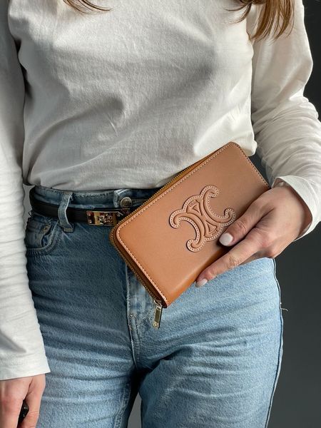 Кошелек Celine Large Zipped Wallet Cuir Triomphe in Brown Smooth Calfskin 88156 фото