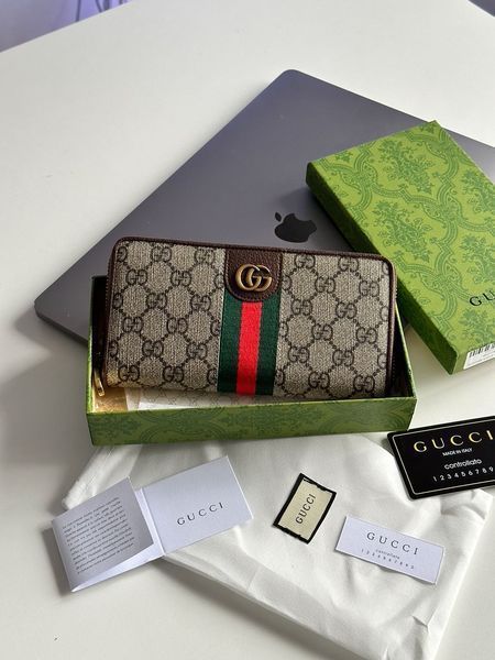 Кошелек Gucci Ophidia GG Zip Around Wallet Brown Supreme Monogram Canvas 88188 фото
