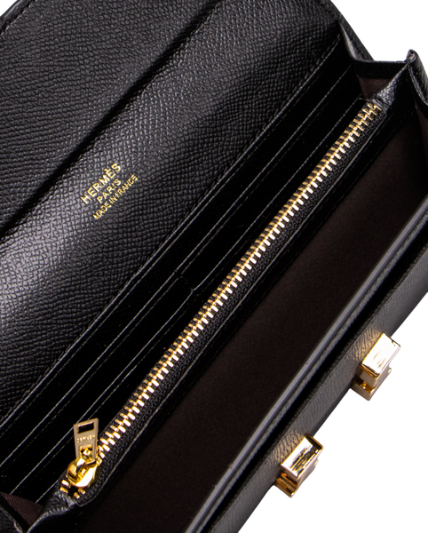 Гаманець Hermes Constance Long To Go Wallet Black/Gold 88202 фото