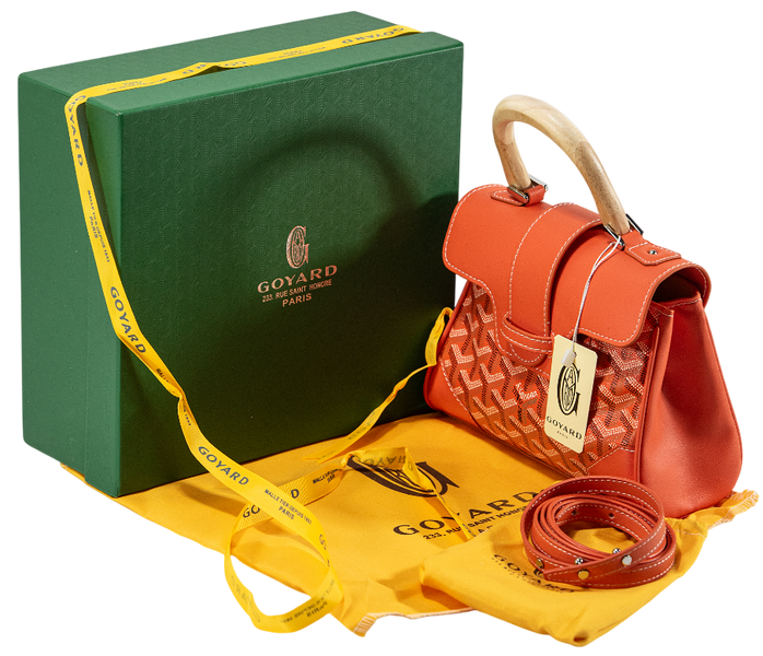 Сумка Goyard Sa&iuml;gon Souple Mini Bag Goyardine Canvas & Chevroches Calfskin Orange 0397 фото