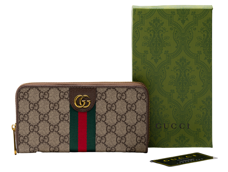 Кошелек Gucci Ophidia GG Zip Around Wallet Brown Supreme Monogram Canvas 88188 фото