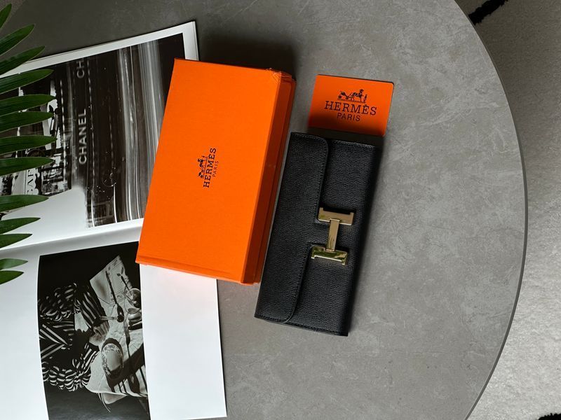 Гаманець Hermes Constance Long To Go Wallet Black/Gold 88202 фото