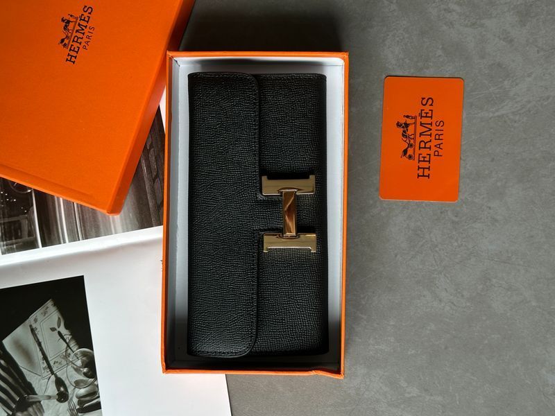 Гаманець Hermes Constance Long To Go Wallet Black/Gold 88202 фото