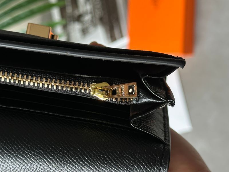 Гаманець Hermes Constance Long To Go Wallet Black/Gold 88202 фото