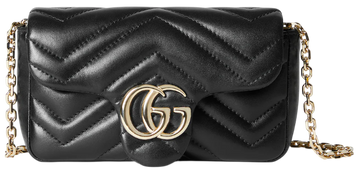Сумка Gucci Marmont Super Mini Shoulder Bag in Black Matelass&eacute; Chevron Leather/Gold-Toned Hardware 0611251 фото