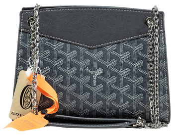 Сумка Goyard Rouette Structur&eacute; PM Bag Goyardine Canvas & Chevroches Calfskin Navy Grey 0394 фото