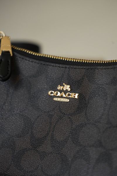 Cумка Coach Teri Crossbody Bag in Signature Canvas Gold/Walnut/Black 0416 фото