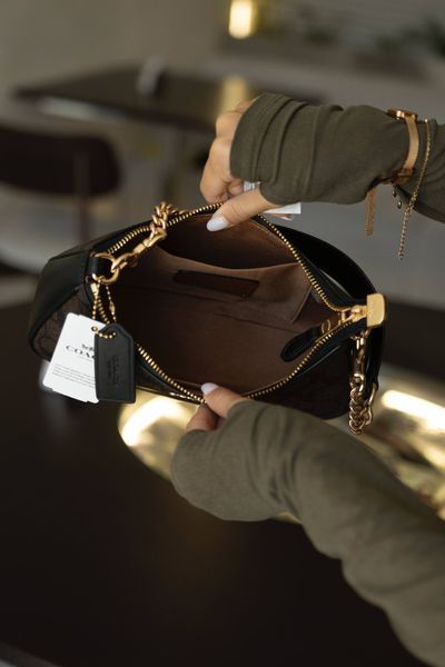 Cумка Coach Teri Crossbody Bag in Signature Canvas Gold/Walnut/Black 0416 фото