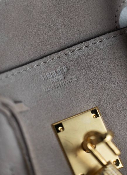 Сумка Herm&eacute;s Birkin 30 in Gris Veau Doblis Suede/Gold Hardware 0592 фото