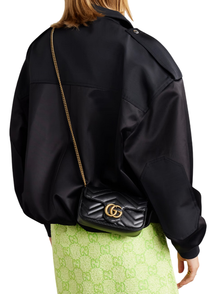 Сумка Gucci Marmont Super Mini Shoulder Bag in Black Matelass&eacute; Chevron Leather/Gold-Toned Hardware 0611251 фото