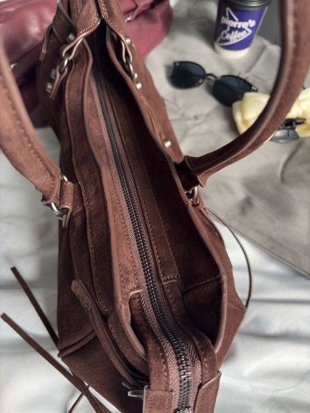 Cумка Balenciaga Le City Bag Small in Light Espresso Suede Calfskin/Brass hardware 012599 фото