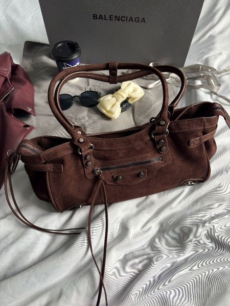 Cумка Balenciaga Le City Bag Small in Light Espresso Suede Calfskin/Brass hardware 012599 фото