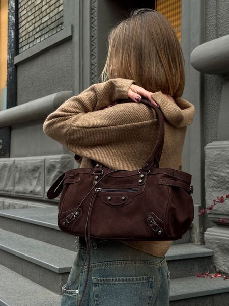 Cумка Balenciaga Le City Bag Small in Light Espresso Suede Calfskin/Brass hardware 012599 фото