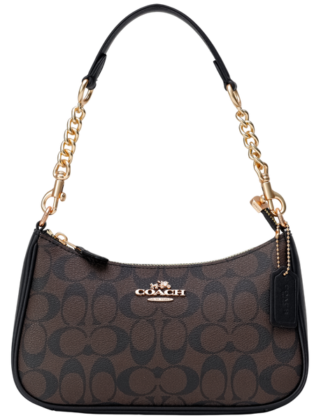 Cумка Coach Teri Crossbody Bag in Signature Canvas Gold/Walnut/Black 0416 фото