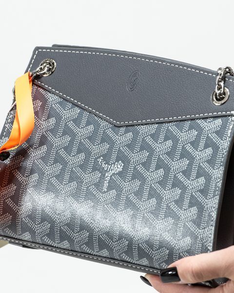 Сумка Goyard Rouette Structur&eacute; PM Bag Goyardine Canvas & Chevroches Calfskin Navy Grey 0394 фото