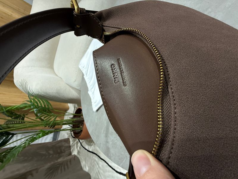 Cумка Pinko Suede Cargo Shoulder Bag with Pockets Brown/Antique Gold 991188 фото