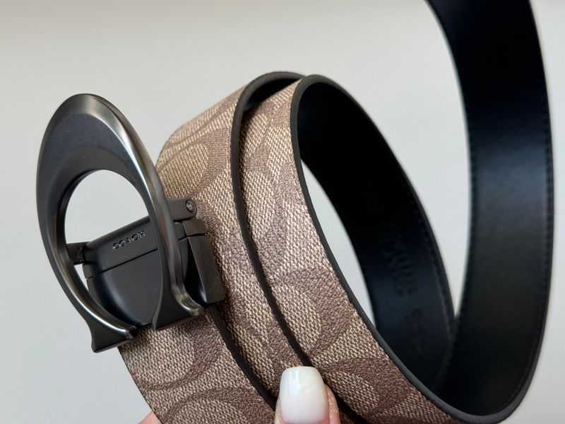 Ремінь Coach Belt Kit Beige Canvas/Black Fittings 66166 фото