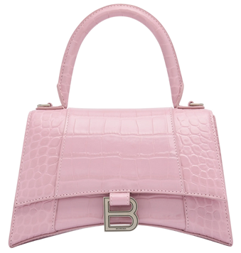 Сумка Balenciaga Hourglass Handbag Small in Crocodile Embossed Calfskin Pink 99996 фото