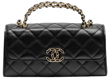 Сумка Chanel Top Handle Wallet with Chain in Black Quilted Caviar Leather with Gold Hardware 122 фото