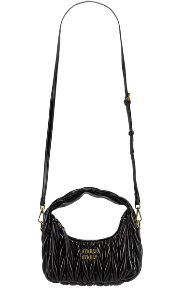 Сумка Miu Miu Wander Matelass&eacute; Nappa Leather Mini Hobo Bag Black 0013 фото