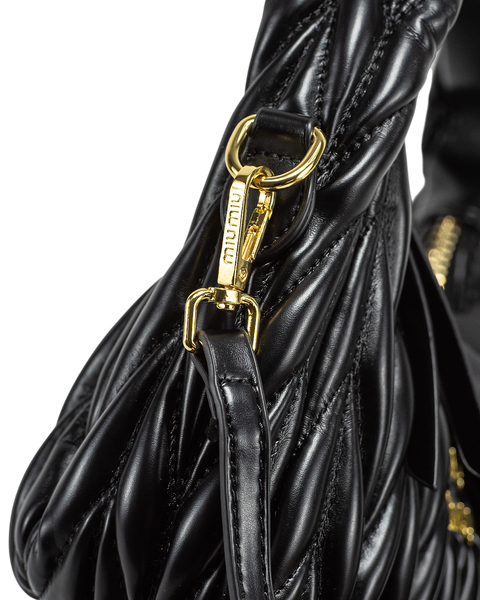 Сумка Miu Miu Wander Matelass&eacute; Nappa Leather Mini Hobo Bag Black 0013 фото