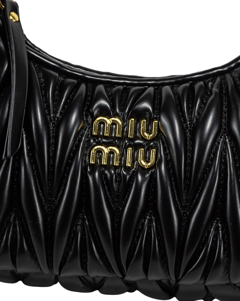 Сумка Miu Miu Wander Matelass&eacute; Nappa Leather Mini Hobo Bag Black 0013 фото