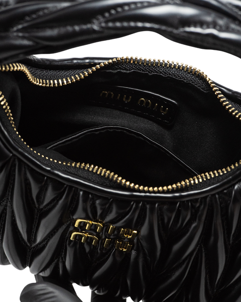 Сумка Miu Miu Wander Matelass&eacute; Nappa Leather Mini Hobo Bag Black 0013 фото