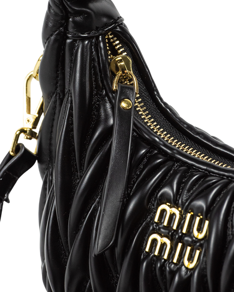 Сумка Miu Miu Wander Matelass&eacute; Nappa Leather Mini Hobo Bag Black 0013 фото