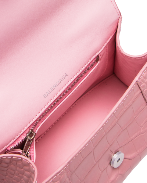 Сумка Balenciaga Hourglass Handbag Small in Crocodile Embossed Calfskin Pink 99996 фото
