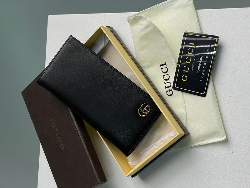 Гаманець Gucci Marmont G Black Leather Bifold Long Wallet Purse Black 88150 фото