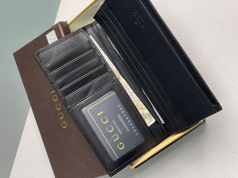 Гаманець Gucci Marmont G Black Leather Bifold Long Wallet Purse Black 88150 фото