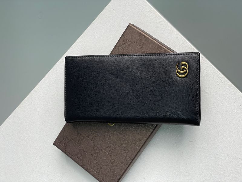 Гаманець Gucci Marmont G Black Leather Bifold Long Wallet Purse Black 88150 фото