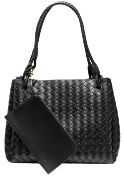 Сумка Bottega Veneta Medium Parachute Bag in Black Intrecciato Leather/Gold-Tone Hardware 991234 фото
