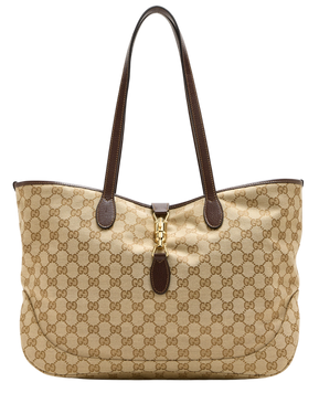 Сумка Gucci Jackie Medium Tote Bag in GG Canvas in Sand and Dark Brown GG Canvas with Gold-Toned Hardware Premium 1611 фото