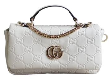 Сумка Gucci GG Milano Small Top Handle Bag in White Leather 438 фото