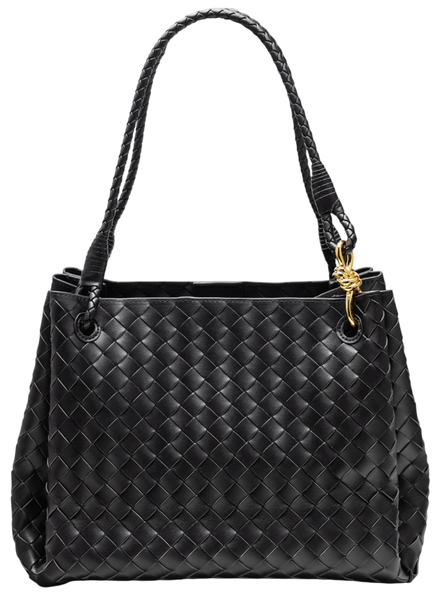 Сумка Bottega Veneta Medium Parachute Bag in Black Intrecciato Leather/Gold-Tone Hardware 991234 фото