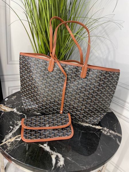 Сумка Goyard Saint Louis PM Tote Bag Black & Tan 99664 фото