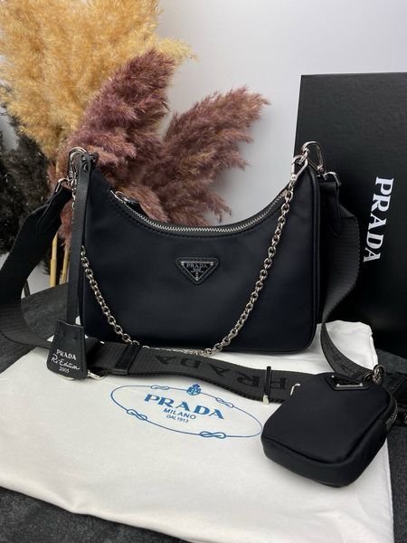 Сумка Prada Re-Edition 2005 Re-Nylon Bag Black/Silver Hardware 4001 фото